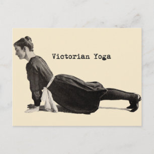 Vintage viktoriansk yogakvinna Uppåtvänd hund-pose Vykort
