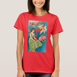 Vintage viktorianska Alla hjärtans dag Änglar & Hj Tee