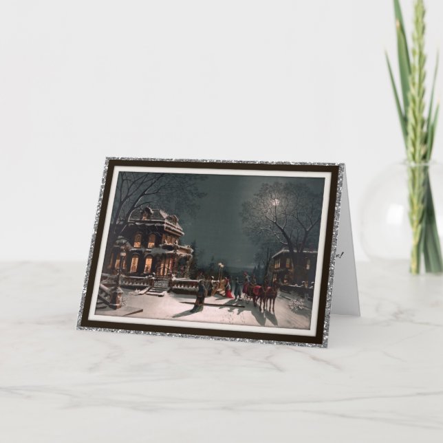 Vintage Viktorianska Anpassningsbarnas julkort Helgkort (Framsida)