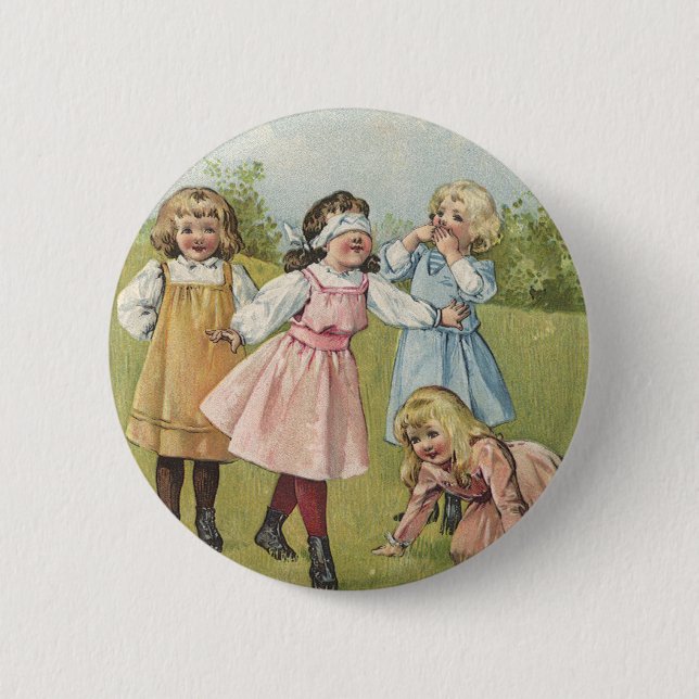 Vintage viktorianska barn leker Blinda Man Knapp (Framsida)