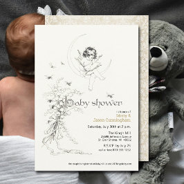 Vintage Viktorianska Blommiga Par Babyshower Inbjudningar