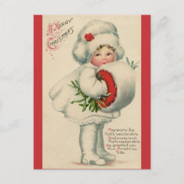 Vintage Viktorianska julbarnet med Mistletoe Vykort