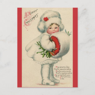 Vintage Viktorianska julbarnet med Mistletoe Vykort
