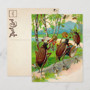 Vintage viktorianska marscherande insekter vykort