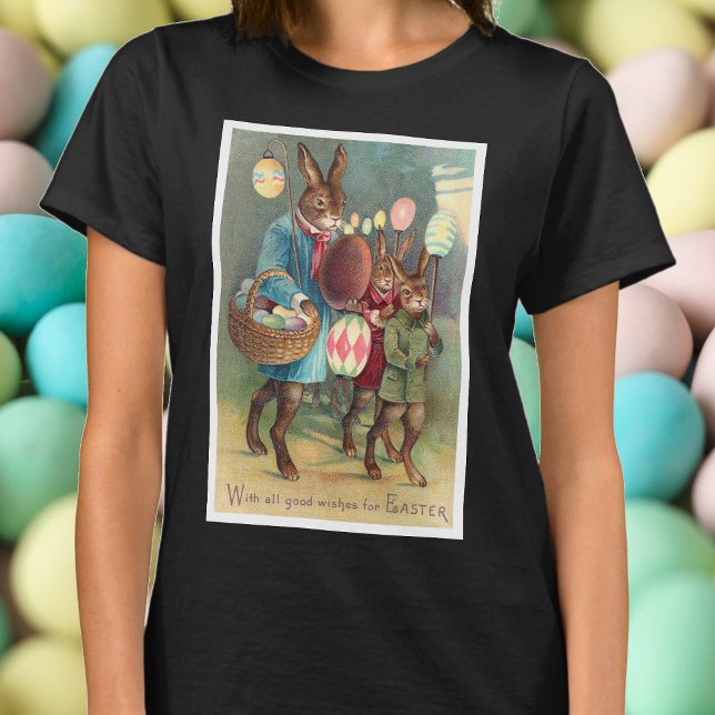Vintage viktorianska påskhälsningar med kaniner t shirt (Skapare uppladdad)
