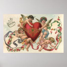 Vintage Viktorianska Valentineser, Cherubs Änglar  Poster