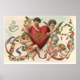 Vintage Viktorianska Valentineser, Cherubs Änglar Poster