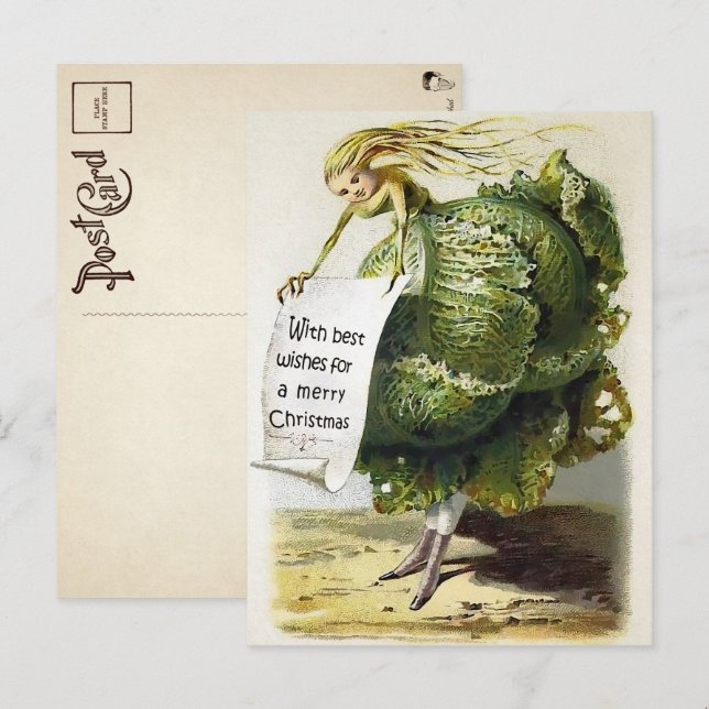 Vintage Viktorianskål julvykort Vykort (Fram/baksida)