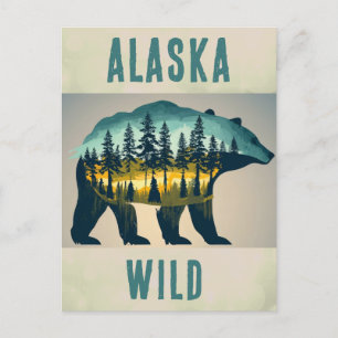 Vintage Vild Alaska Bear Travel Vykort