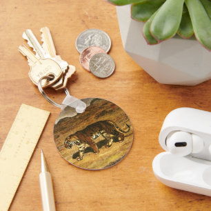 Vintage Vild Animal, Bengal Tiger Roaming Plains Nyckelring