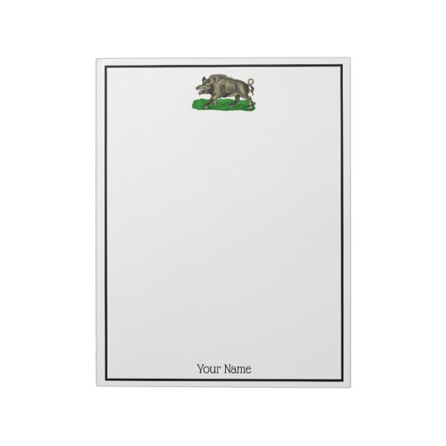 Vintage Vild Boar Teckning BW #3C Anteckningsblock (Roterad)