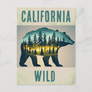 Vintage Vild California Bear Travel Vykort