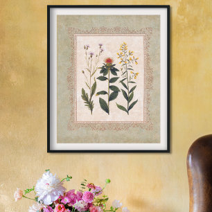 Vintage Vild Flowers Antique Botanical Poster