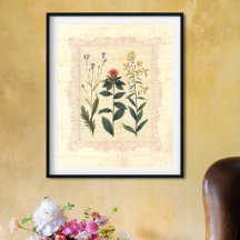 Vintage Vild Flowers Feminine Boudoir Skriv ut