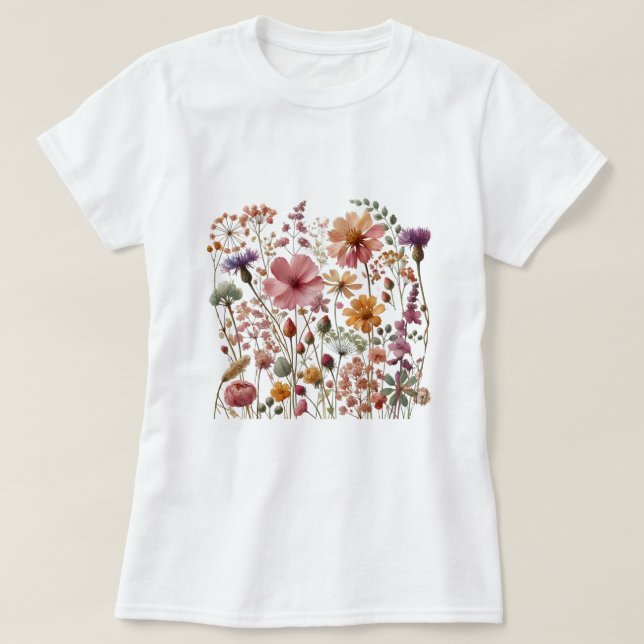 Vintage Vild Flowers T Shirt (Design framsida)