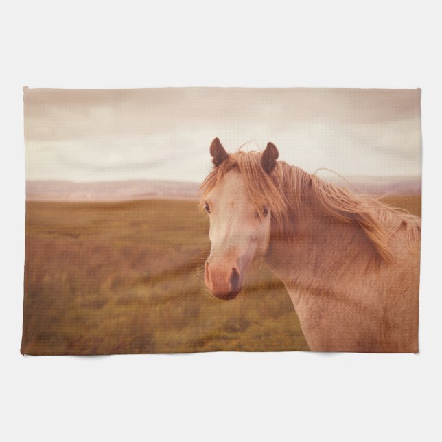 Vintage vild häst kökshandduk (Horisontell)