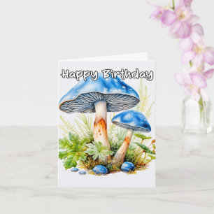 Vintage Vild Mushroom Illustration Birthday Kort