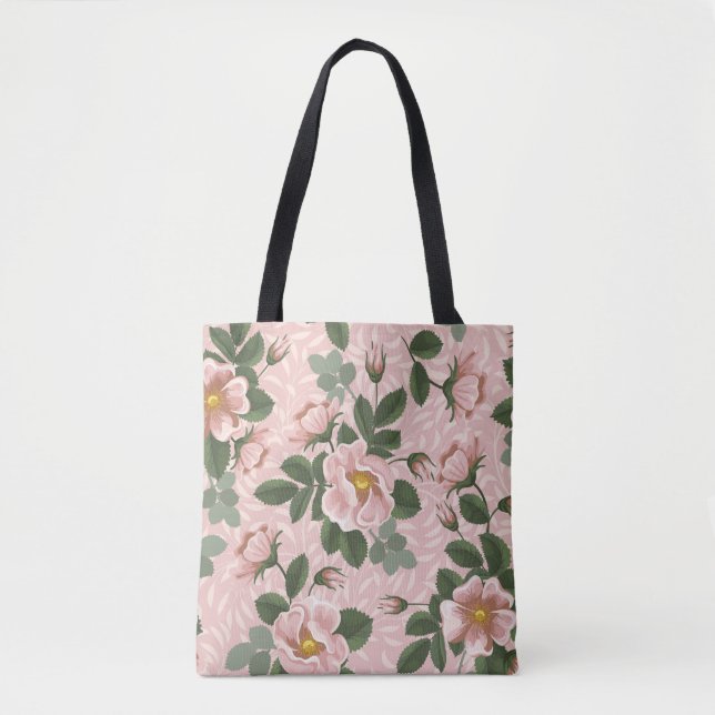 Vintage Vild Ro: Blommigtens bakgrund Tygkasse (Framsida)