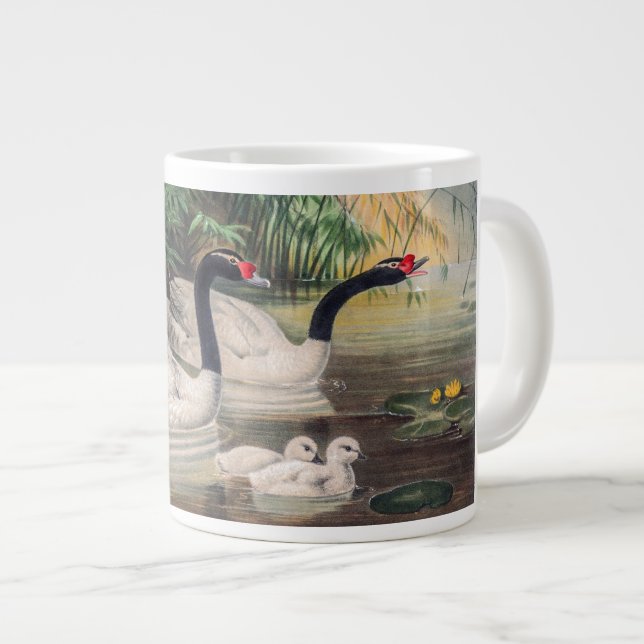 Vintage vild svart-halsad svan jumbo mugg (Framsida höger)