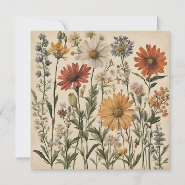 Vintage vilda blommor  kort (Framsida)