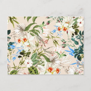 Vintage Vilda Blommor Mönster Vykort