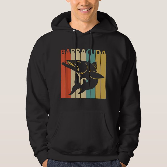 Vintage Vilda Djur Barracuda Fisk  Hoodie (Framsida)