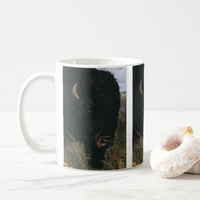Vintage vilda djur, buffel eller amerikansk bison kaffemugg (Med munk)