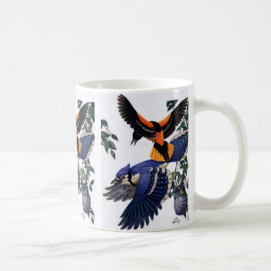 Vintage Vilda Djur Fåglar, Blå Skrikor Flugger Kaffemugg