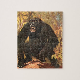 Vintage Vilda Djur, Gorilla eller Stor Apa av CE S Pussel