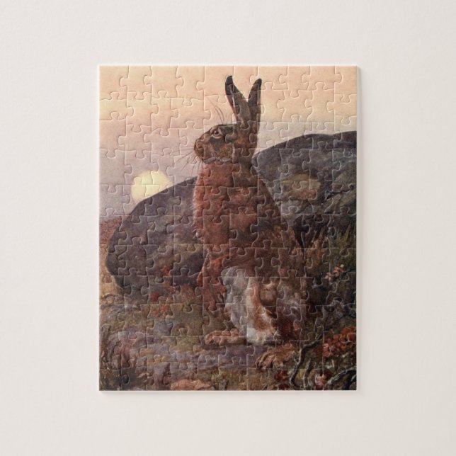 Vintage Vilda Djur, Hare av Winifred Austen Pussel (Vertikal)