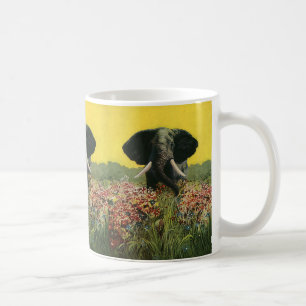 Vintage Vilda Djur, Kobra Orm Afrikansk Elefant Kaffemugg