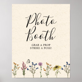 Vintage Vildblomma Barnkalas Fotobooth Poster