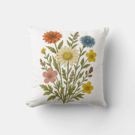Vintage vildblomma bomullskastkudde kudde