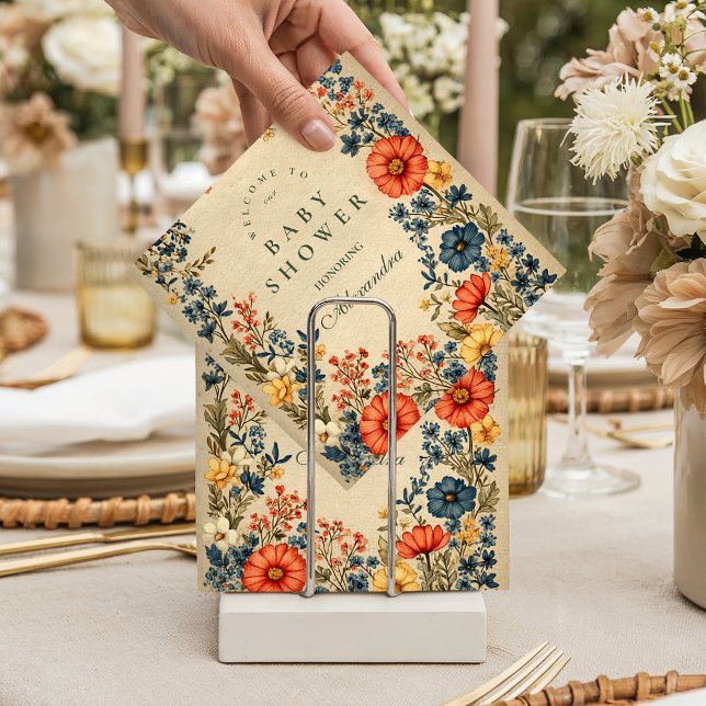 Vintage Vildblomma Botanisk Bebis Shower Pappersservett (Skapare uppladdad)