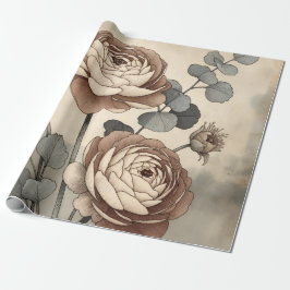 Vintage vildblomma botaniskt inpackningspapper presentpapper