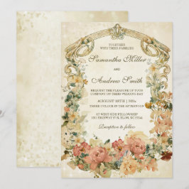 Vintage Vildblomma Bröllopsmall Inbjudningar