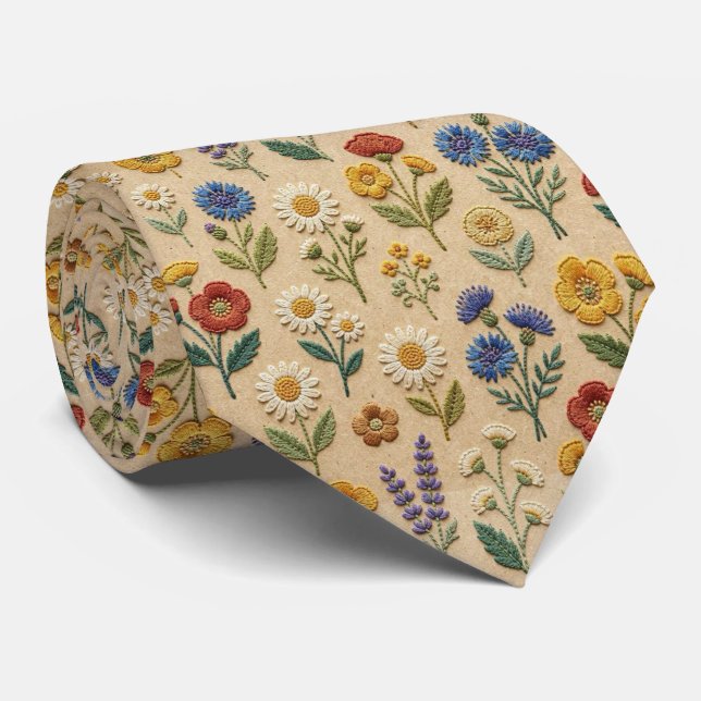 Vintage Vildblommor | Falsk Broderidesign Slips (Rullad)