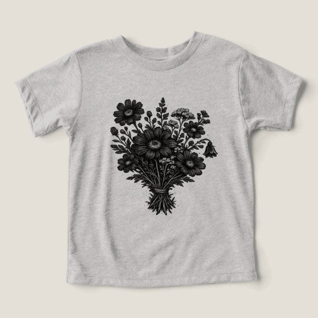 Vintage vildblommor linocut botanisk blomkonst t shirt (Design Framsida)