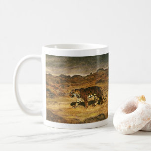 Vintage vilddjur, Bengalisk tiger strövar på slätt Kaffemugg