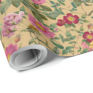 Vintage Vildros Papper i Varm Honungsbeige Presentpapper