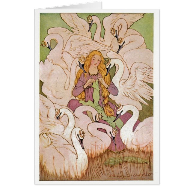 Vintage - vildsvanarna, hälsningskort (Framsidan)