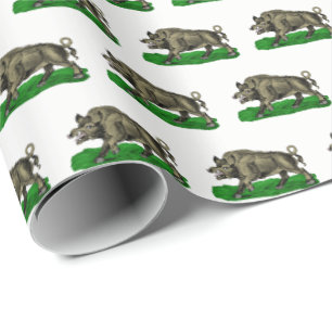 Vintage Vildsvinsritning BW #3C Presentpapper