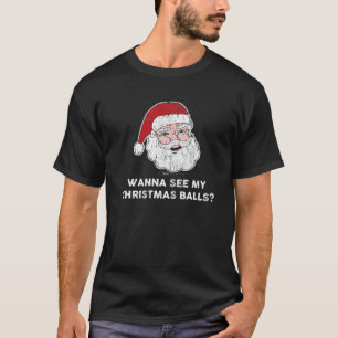 Vintage vill du se min Bollar? Santa Design T Shirt