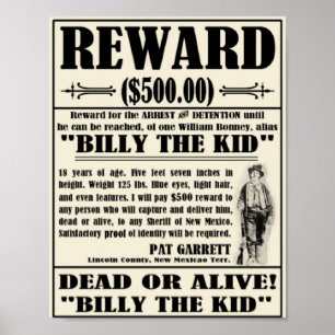 Vintage ville Poster Billy Kid