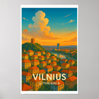 Vintage Vilnius Litauen Resa Affisch