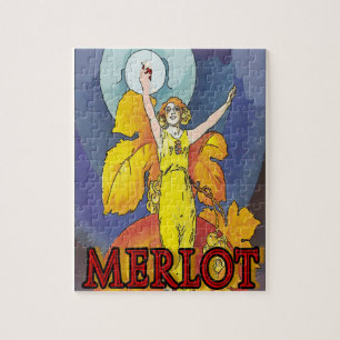 Vintage Vin Merlot Poster Pussel