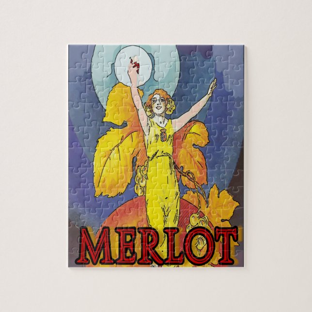 Vintage Vin Merlot Poster Pussel (Vertikal)