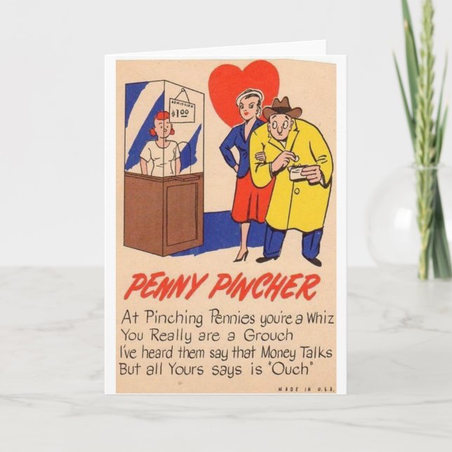 Vintage Vinegar Valentine - Penny Pincher Helgkort (Framsida)