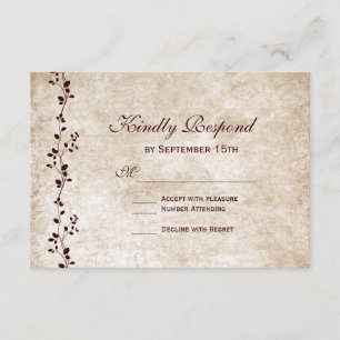 Vintage Vines Elegant Rustic Bröllop OSA Cards Kort
