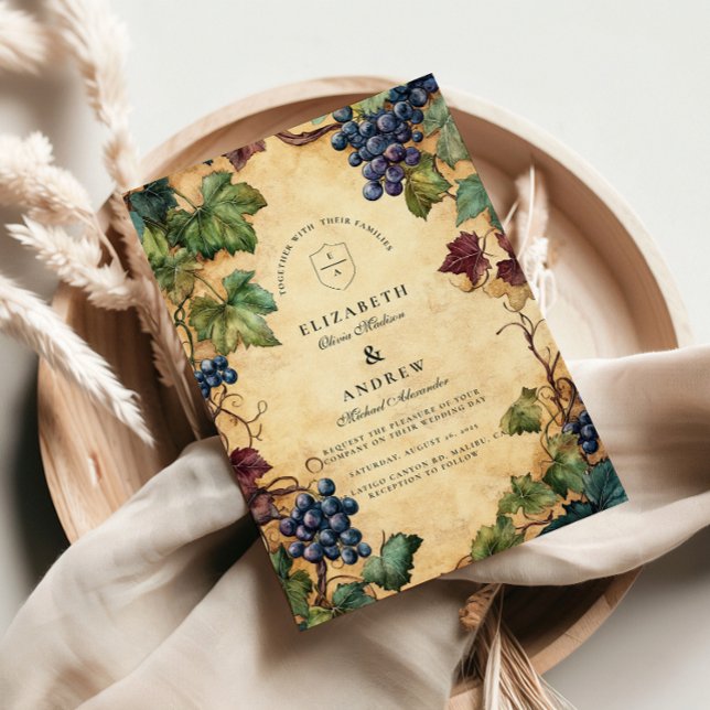 Vintage Vineyard Bröllop Grapevine Theme Inbjudningar (Skapare uppladdad)